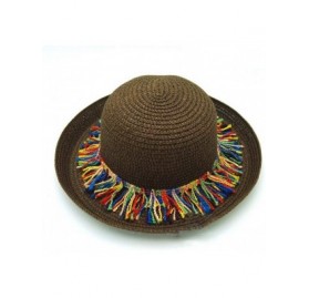 Sun Hats Summer Fringe Raffia Sun Hats for Women Fashion Tassels Patchwork Holiday Beach Straw Hat Ladies Girls Caps - CF18RT...