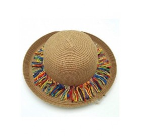 Sun Hats Summer Fringe Raffia Sun Hats for Women Fashion Tassels Patchwork Holiday Beach Straw Hat Ladies Girls Caps - CF18RT...