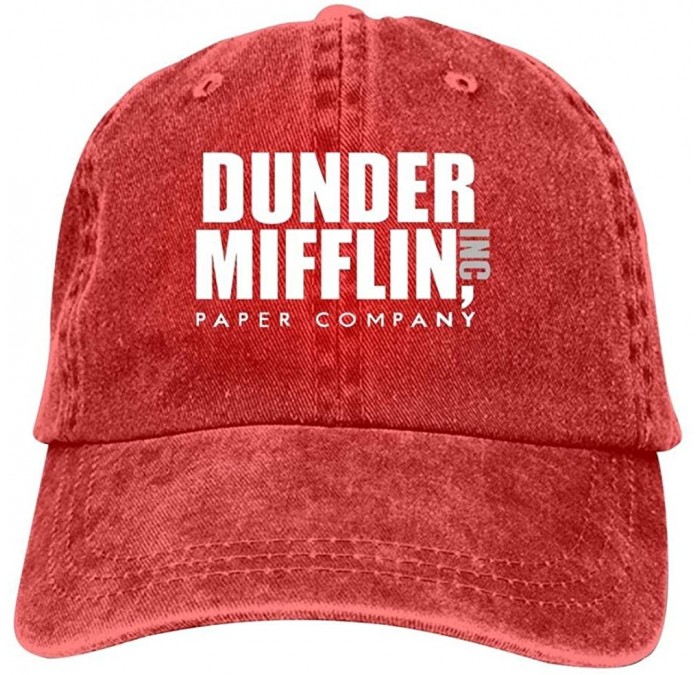 Baseball Caps Dunder Mifflin Inc. Men & Women Adjustable Unisex Snapback Jeans Trucker Hat Cap - Red - CN18GDN7SHX $9.22
