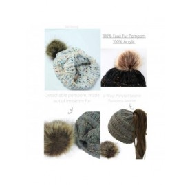 Skullies & Beanies Women's Beanie Faux Fur Pompom Winter Beanie Pom Pom Confetti Cable Knit Ribbed Hat Cap - CG18A90N9T6 $17.22