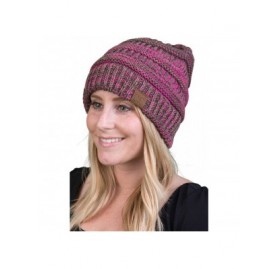 Skullies & Beanies Trendy Warm Chunky Soft Marled Cable Knit Slouchy Beanie - Four Tone Mix 8 - Pink- Green- Olive- Taupe - C...
