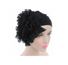 Cold Weather Headbands Womens Wrap Cap Flower Chemo Hat Beanie Scarf Turban Headband - Black - CJ18INXLN5Z $8.44