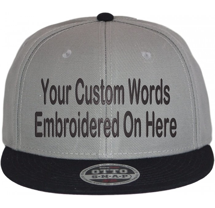 Baseball Caps Custom Snapback Hat Otto Embroidered Your Own Text Flatbill Bill Snapback - Grey/Black Bill - CX187D90R3E $23.36