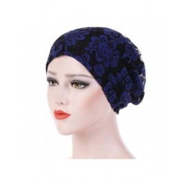 Skullies & Beanies Clearance Women Lace Floral Winter Warm Beanie Caps Hat - Blueâ - CW18HWKGMH4 $10.93