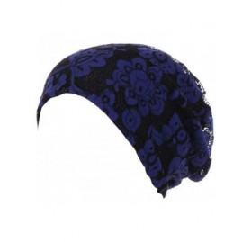 Skullies & Beanies Clearance Women Lace Floral Winter Warm Beanie Caps Hat - Blueâ - CW18HWKGMH4 $10.93