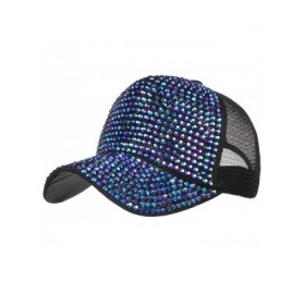 Sun Hats CocoMarket Women's Fashion Rhinestone Hats Female Baseball Cap Bling Diamond Hat - Blue - CV18EIAD2S9 $11.75