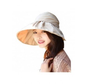 Sun Hats Women's UV Sun Protective Visor Summer Wide Brim Sun Hat Floppy Fold Beach Hat - Champagne - CZ12DOPKRLL $10.73