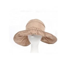 Sun Hats Women's UV Sun Protective Visor Summer Wide Brim Sun Hat Floppy Fold Beach Hat - Champagne - CZ12DOPKRLL $10.73