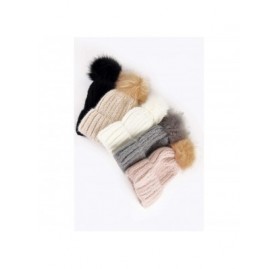 Skullies & Beanies Women's Soft Fuzzy Ribbed Beanie with Faux Fur Pompom Accent - Black - CE18IDL9ENC $10.82