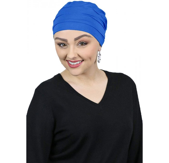 Skullies & Beanies Chemo Cap Bamboo Turban Cancer Headwear for Women Sleep Cap Beanie Hat Head Coverings 3 Seam - Royal Blue ...