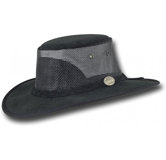 Sun Hats Foldaway Cattle Suede Cooler Leather Hat - Item 1064 - Black - CG17YKD3LIS $44.88