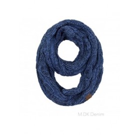 Skullies & Beanies 3pc Set Trendy Warm Chunky Soft Stretch Cable Knit Beanie Scarves Gloves Set - Metallic Dark Denim - CE187...