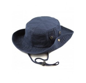Sun Hats 100% Cotton Stone-Washed Safari Wide Brim Foldable Double-Sided Sun Boonie Bucket Hat - Navy - C612OBTQSG2 $10.45
