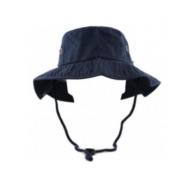 Sun Hats 100% Cotton Stone-Washed Safari Wide Brim Foldable Double-Sided Sun Boonie Bucket Hat - Navy - C612OBTQSG2 $10.45