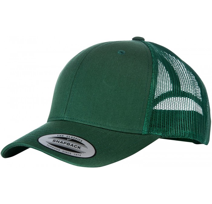 Baseball Caps Flexfit Retro Snapback Trucker Cap - Bottle Green/Bottle Green - C412NTFVRE7 $20.74