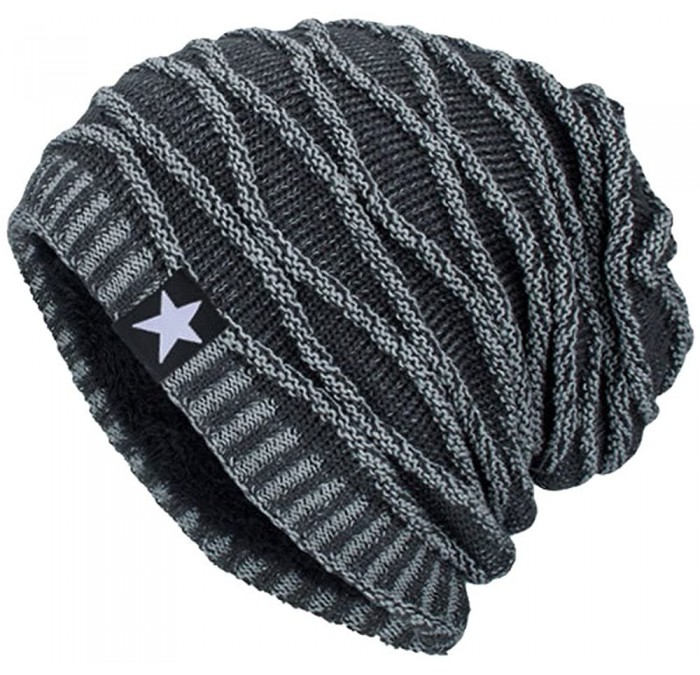 Skullies & Beanies Clearance Unisex Knit Hat Winter Warm Ski Baggy Slouchy Beanie Skull Cap - Grey-a - CU18K6CQA57 $14.94