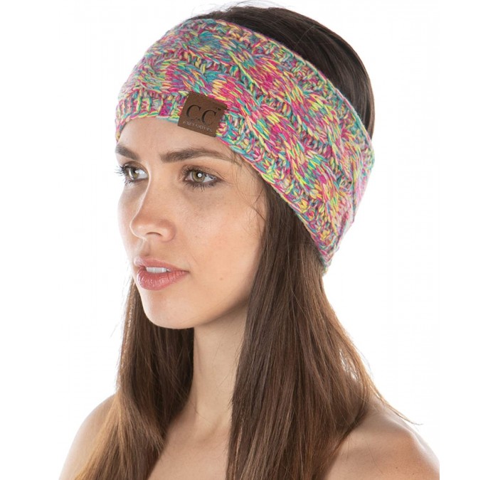 Cold Weather Headbands Exclusives Womens Head Wrap Lined Headband Stretch Knit Ear Warmer - Pink- Yellow- Hot Pink- Teal - 4 ...