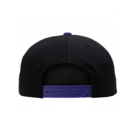 Baseball Caps Classic Snapback Hat Blank Cap - Cotton & Wool Blend Flat Visor - (1.9) Black Purple - CL11JEE326J $9.65