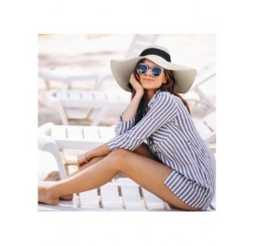 Sun Hats Sun Hats for Women- Floppy Wide Brim Beach Hats with UV UPF 50+ Protection Straw Cap - Beige - CJ18W4QUG4W $23.44