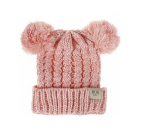 Skullies & Beanies Baby Beanie Hat Pom Pom Ears Knitted Basic Soft Beanie Baby Winter Hats for 2019 Warm Winter - Orange - CK...