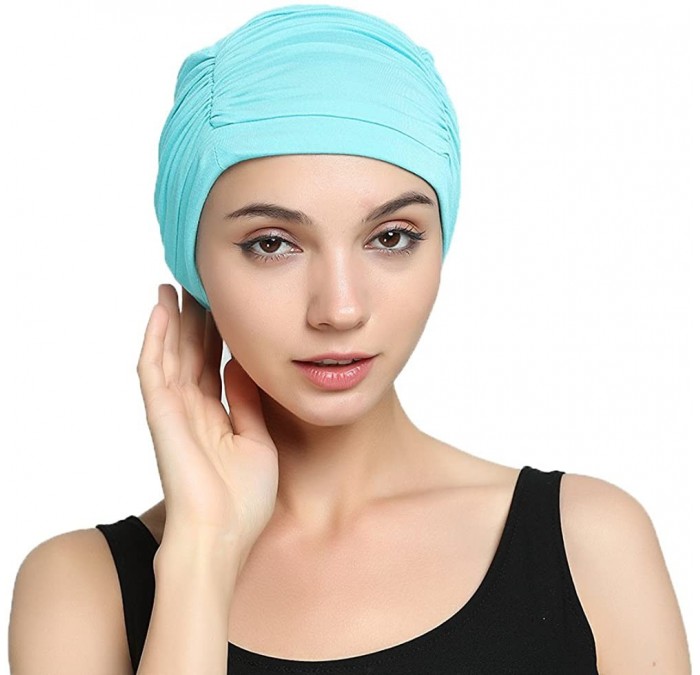 Skullies & Beanies Bamboo Fashion Chemo Cancer Beanie Hats for Woman Ladies Daily Use - Aqua - CM187NR4DZL $22.82