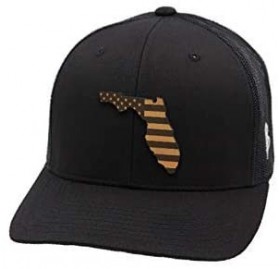 Baseball Caps 'Florida Patriot' Leather Patch Hat Curved Trucker - Heather Grey/Black - C418IGRUM5Q $20.52