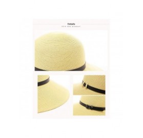 Sun Hats Womens Braided Summer Sun Hat UPF Protection Panama Fedora Outdoor Beach Hiking - 00712_beige - CJ183K4SQUG $15.30