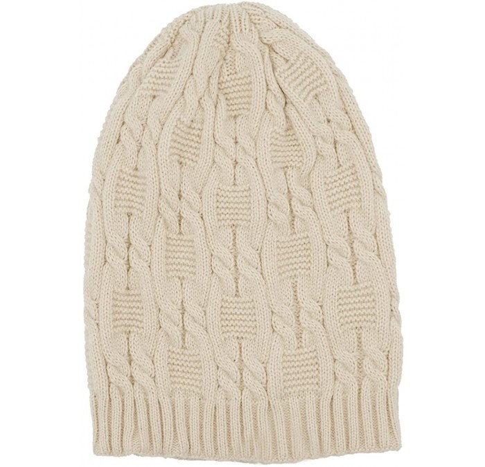 Berets Women's Winter Beanie Oversized Baggy Slouchy Cap Hat - Beige - CL12NYQT0LC $25.25