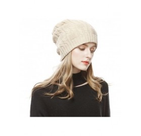 Berets Women's Winter Beanie Oversized Baggy Slouchy Cap Hat - Beige - CL12NYQT0LC $9.26