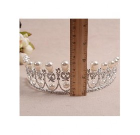 Headbands Silver Pageant Pearl Tiara Bridal Crown Wedding Rhinestone Crown Hair Jewelry(42) - C218CX23I9A $87.38