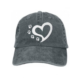 Baseball Caps Unisex Baseball Cap Denim Fabric Hat Cat Dog Paw Prints Heart Adjustable Snapback Hunting Cap - Asphalt - CZ18H...