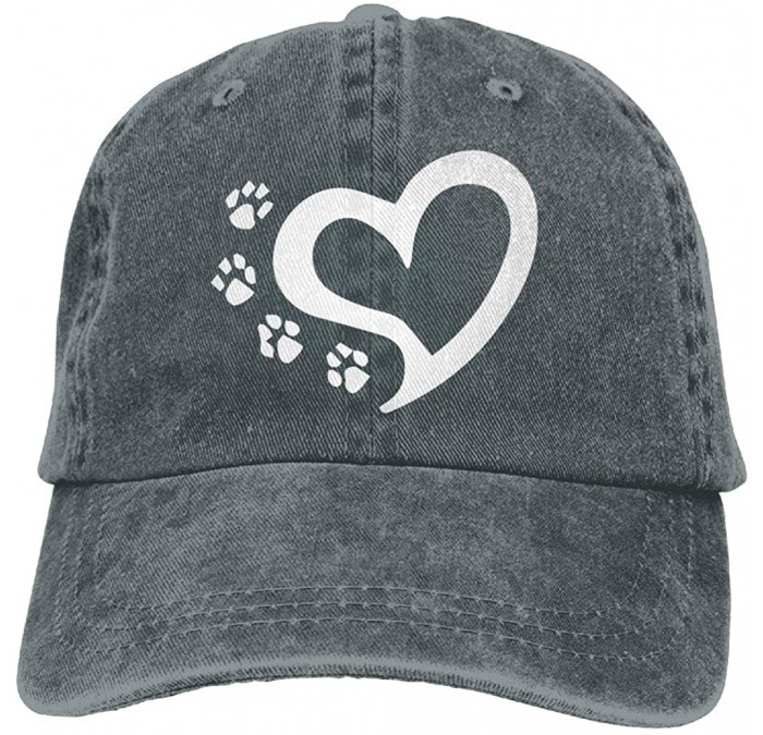Baseball Caps Unisex Baseball Cap Denim Fabric Hat Cat Dog Paw Prints Heart Adjustable Snapback Hunting Cap - Asphalt - CZ18H...