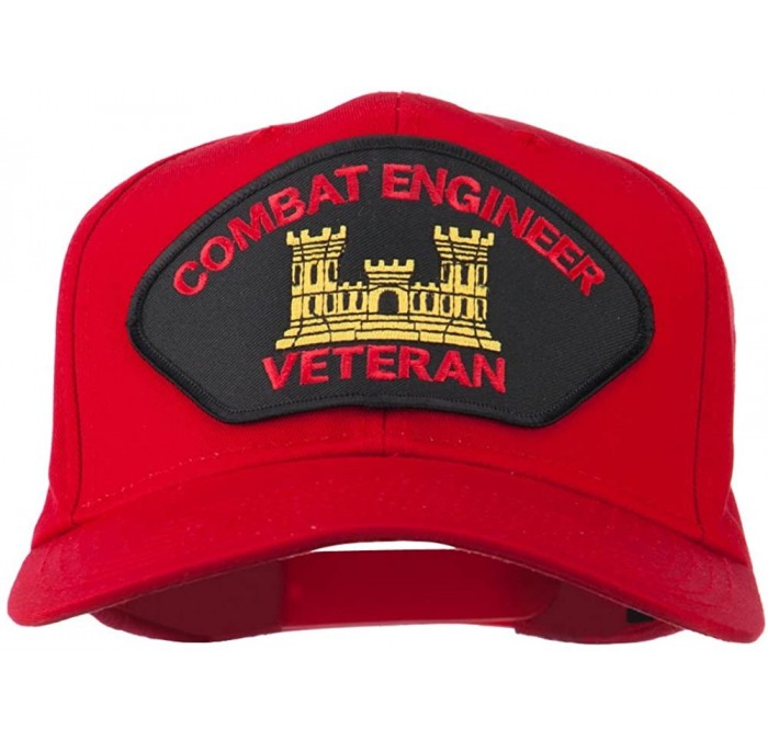 Baseball Caps Combat Engineer Veteran Military Patch Cap - Red - CD11QLMC1KP $33.36