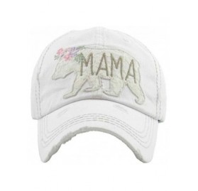 Baseball Caps Women's Mama Bear Lace Washed Vintage Baseball Hat Cap - White - C918TLM503R $21.71