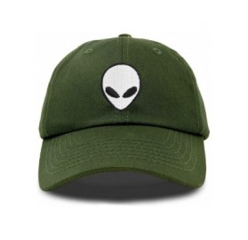 Baseball Caps Alien Head Baseball Cap Mens and Womens Hat - Olive - CR18M64KZIT $15.76