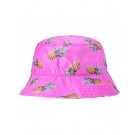 Bucket Hats Unisex Cute Print Bucket Hat Summer Fisherman Cap - Pineapple Pink - C718KKZC9N4 $12.66