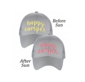 Baseball Caps Ponycap Color Changing 3D Embroidered Quote Adjustable Trucker Baseball Cap- Happy Camper- Gray - CW18D96K7WK $...