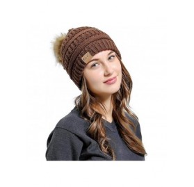 Skullies & Beanies Unisex Men Women Baggy Warm Crochet Winter Wool Knit Ski Caps Skull Beanie Slouchy Hat with Pom Pom - CJ18...