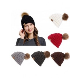 Skullies & Beanies Unisex Men Women Baggy Warm Crochet Winter Wool Knit Ski Caps Skull Beanie Slouchy Hat with Pom Pom - CJ18...