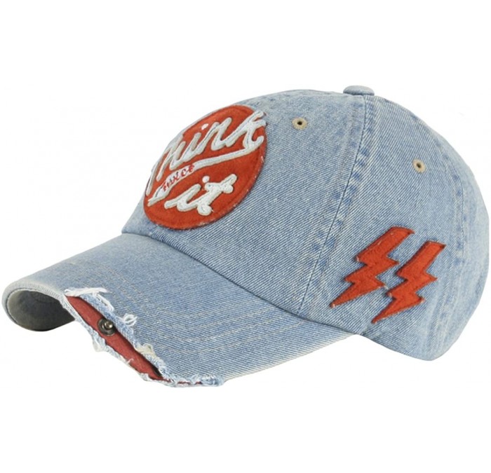 Baseball Caps Distressed High Vintage Old Feel Lightning Mark Cap Baseball Hat Truckers - Blue - CF12O1ZLZGX $21.45