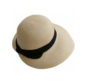 Sun Hats Woman Summer Beach Hat Straw Panama Sun Hats for Women Outdoor Cap - Beige - CS18R4U5MLA $12.93