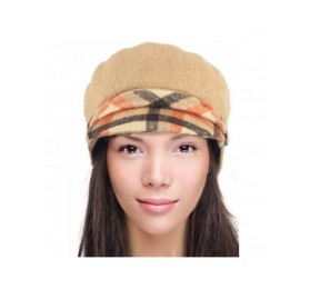 Newsboy Caps Women's Wool Blend Newsboy Hat - Belt Accent Plaid Visor - Tan - C2128J6YBOJ $20.15