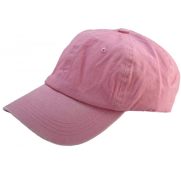 Baseball Caps Unisex Stone Washed Cotton Baseball Cap Adjustable Size - Pink - CQ12NEP4Q7V $13.48