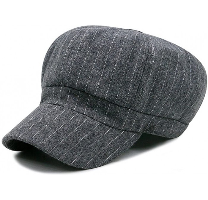 Newsboy Caps Wool Newsboy Hat Beret Cap Ivy Hats for Women and Men - Grey Stripe - CV1886UQXAG $10.92