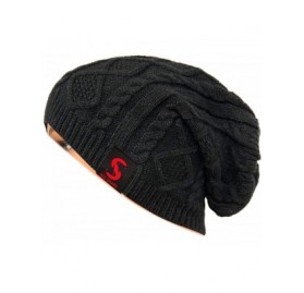Skullies & Beanies Unisex Adult Winter Warm Slouch Beanie Long Baggy Skull Cap Stretchy Knit Hat Oversized - Black - C5128YZ0...