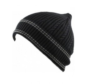 Skullies & Beanies Twisted Cable Classic Winter Beanie Hat - Black Grey - CG126Z8TFKX $12.96