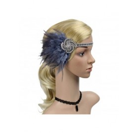 Headbands Vintage Bridal Feather Headband Great Gatsby Headpiece Gangster Ladies Elastic Hairband Jazz Dance Accessories - C6...