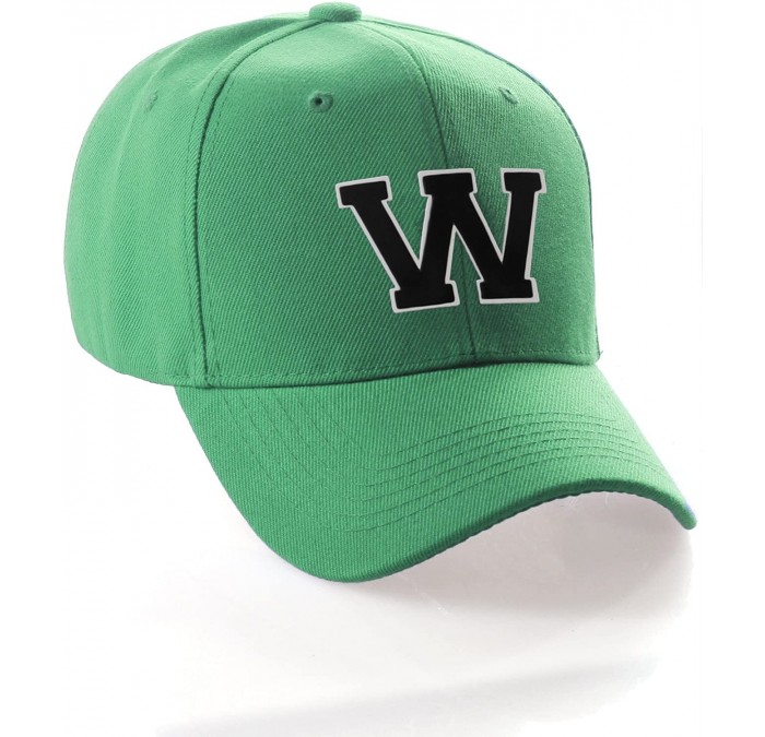 Baseball Caps Classic Baseball Hat Custom A to Z Initial Team Letter- Green Cap White Black - Letter W - CR18IDWIRYK $9.53