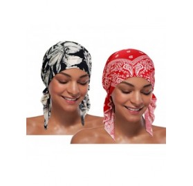 Skullies & Beanies 2 Pieces Women Chemo Hat Turban Beanie- Pre-Tied Headwraps Headwear Bandana for Hair Loss - I-ishi-9 - CX1...