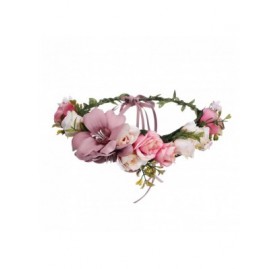 Headbands Bohemia Big Lilies Floral Crown Party Wedding Hair Wreaths Hair Bands Flower Headband (Pale Mauve) - Pale Mauve - C...